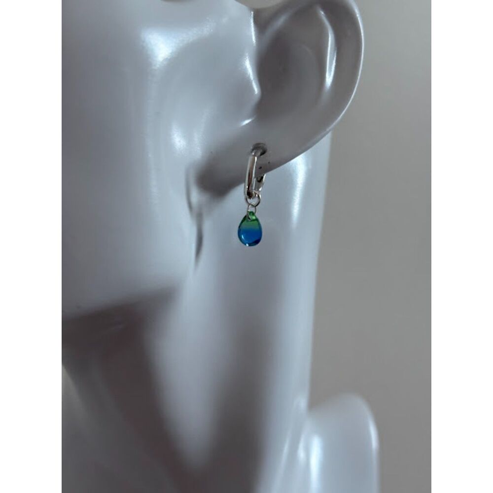 S925 Zircon Blue-Green Water-Drop Earrings
